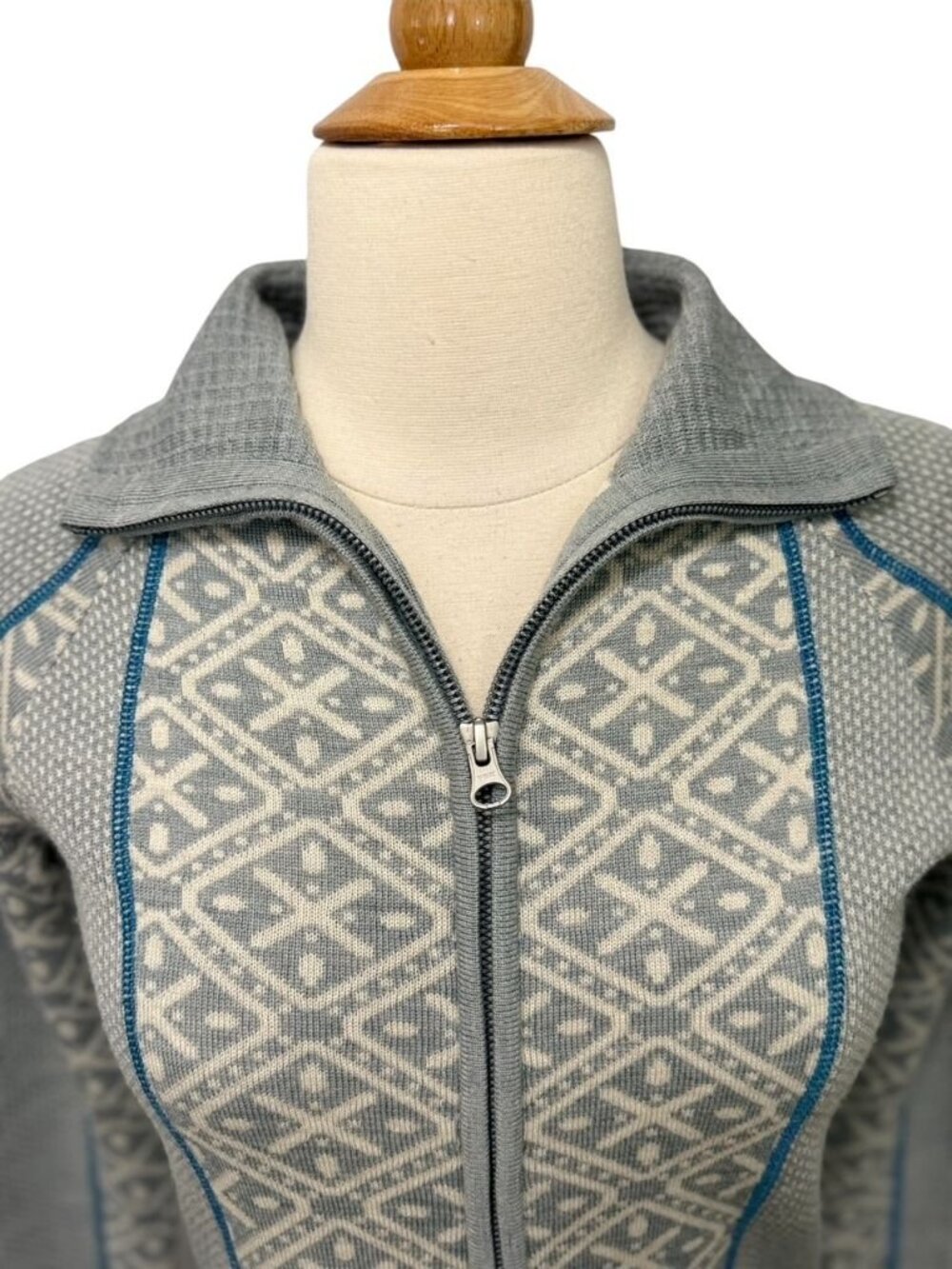 Smartwool Women's Full Zip Wool Sweater Jacket Gray Blue Merino Wool Size XS - Picture 3 of 11